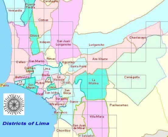 Karte von Lima, peru Bezirke