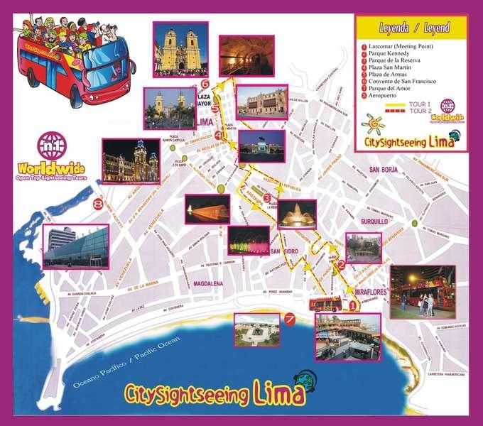 touristische Karte von Lima, peru